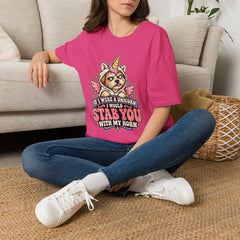 "If I Were a Unicorn I Would Stab You With My Horn" Funny Graphic Tee