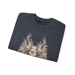 Deer Mandala Crewneck Sweatshirt — Vintage Stag Floral Graphic