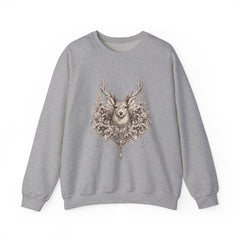 Deer Mandala Crewneck Sweatshirt — Vintage Stag Floral Graphic