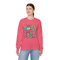 Holly Jolly Crewneck Gildan Sweatshirt — Colorful Christmas Ornament Holiday Sweater
