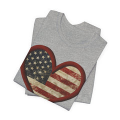 Patriotic Heart Tee - Love USA, American Pride Shirt, 4th of July, Independence Day, Memorial Day, Gift for Her