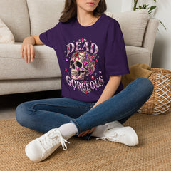 "Dead Gorgeous" T‑Shirt- Skull Floral- Halloween Vibes