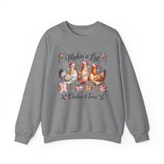 "Makin' a List, Chicken It Twice" Christmas Chicken Crewneck Gildan Sweatshirt