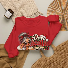 Christmas Sweatshirt - "Dear Santa Define Naughty" Festive Holiday Crewneck