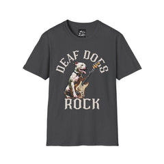 FB Rockstar Dog Unisex T-Shirt - Deaf Dogs Definitely Rock on Electric Guitars Design