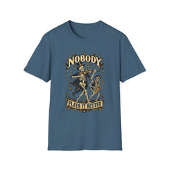 Nobody Plays It Better T-Shirt — Skeleton Violinist Day of the Dead Music Tee