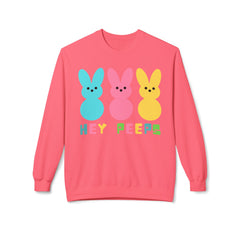 Hey Peeps Midweight Softstyle Fleece Crewneck Easter Sweatshirt