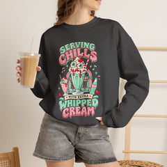 Halloween Sweatshirt — "Serving Chills with Extra Whipped Cream" Retro Ice Cream Graphic - BP