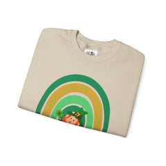St. Patrick's Day Unisex Crewneck Sweatshirt - Happy Leprechaun Rainbow Design
