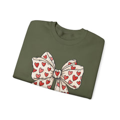 Valentine Heart Bow Sweatshirt — Cute Ribbon Graphic Crewneck