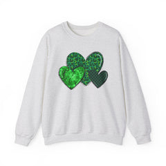 Green Heart Patterns Unisex Heavy Blend Crewneck Sweatshirt | St. Patrick's Day/Christmas