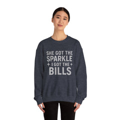 Funny He Gets the Bills & She Gets the Sparkle Unisex Sweatshirt by Gildan