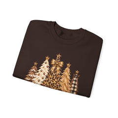 Leopard & Neutral Christmas Trees Crewneck Sweatshirt