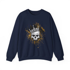 Skeleton King Crewneck Sweatshirt w/Black & Gold Splatter Design