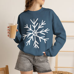 Cozy Snowflake Crewneck Sweatshirt for All Seasons |Hand drawn, Lounging, Holidays, Snow