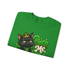 St. Patrick’s Black Cat Sweatshirt  "Pinch Me, Lose a Finger" Graphic Crewneck