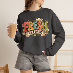 Fresh as a Daisy Crewneck Sweatshirt – Retro Spring Floral Graphic