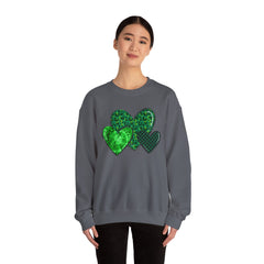 Green Heart Patterns Unisex Heavy Blend Crewneck Sweatshirt | St. Patrick's Day/Christmas