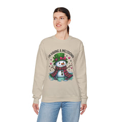 "I'm Having a Meltdown" Beautiful Melting Snowman Christmas Gildan Crewneck