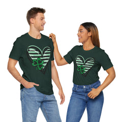 St. Patrick's Day Heart Tee - Unisex Jersey Short Sleeve Shirt with Clover Design