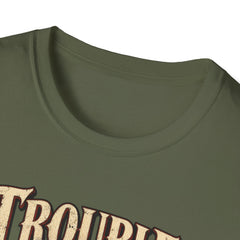 Trouble Has a New Captain T-Shirt — Pirate Skull Graphic Tee