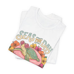 Seas the Day Turtle Tee — Vintage Floral Beach T-Shirt