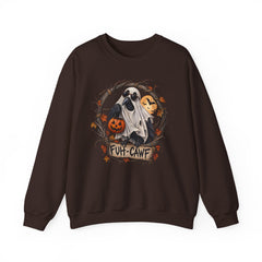 Halloween Ghost Crewneck Sweatshirt – 'Fuh-Cawf' Spooky Pumpkin Design