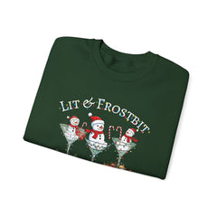 Lit & Frostbit Design | Festive Christmas Martinis, Winter Parties, Snowman Apparel, Christmas Party Sweatshirt