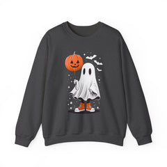 Orange Balloon Halloween Ghost Sweater | Unisex Crewneck Sweatshirt for Cozy Autumn Nights, Halloween Party, Spooky