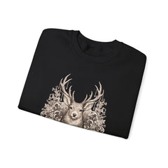 Deer Mandala Crewneck Sweatshirt — Vintage Stag Floral Graphic