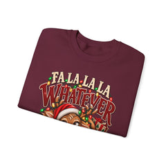 'Fa La La La Whatever' Cute Sleepy Reindeer Christmas Sweatshirt