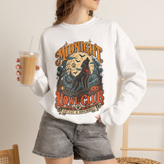 Midnight Howl Club Sweatshirt — Moonlit Wolves Graphic Crewneck