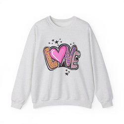 Love Bubble Crewneck Sweatshirt — Pink Heart 'LOVE' Graphic