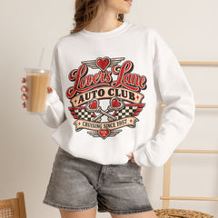 Lovers Lane Auto Club Vintage Racing Graphic Crewneck Sweatshirt- Valentine