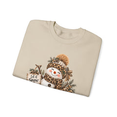 Leopard Snowman Crewneck Sweatshirt — Cozy Holiday Winter Christmas Graphic