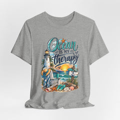 Ocean Is My Therapy T-Shirt — Beach Lighthouse Sunset Tee