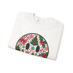 Christmas Smiley Crewneck Sweatshirt — Festive Holiday Smile Graphic