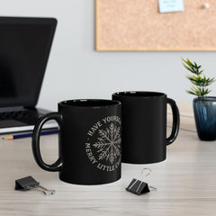 Christmas Snowflake Black Mug — "Have Yourself a Merry Little Christmas" 11oz/15oz