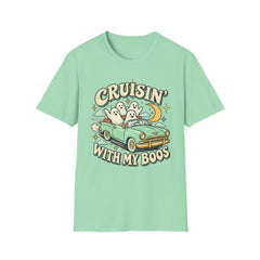 Cruisin' With My Boos T-Shirt — Cute Retro Ghosts Driving Graphic Halloween BP