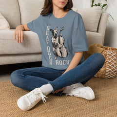 FB Rockstar Dog Unisex T-Shirt - Deaf Dogs Definitely Rock White Upright Bass Design