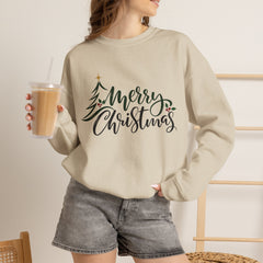 "Merry Christmas" Crewneck, Unisex Sweater, Winter Fashion, Festive Apparel, Holiday Gift, Christmas tree