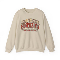 Southern Hospitality Crewneck Sweatshirt — "Southern Hospitality Has Its Limits, You're Gettin' Close"