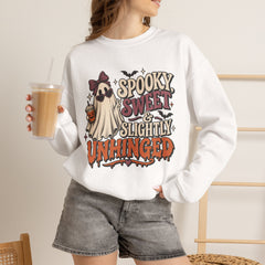 "Spooky Sweet Slightly Unhinged" Halloween Ghost Sweatshirt