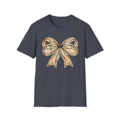 Vintage Newspaper Print Pen & Ink Bow T-Shirt