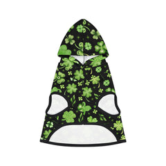 Shamrocks on Black Print Dog Hoodie for St. Patrick's Day