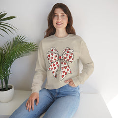 Valentine Heart Bow Sweatshirt — Cute Ribbon Graphic Crewneck