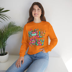 Holly Jolly Crewneck Gildan Sweatshirt — Colorful Christmas Ornament Holiday Sweater