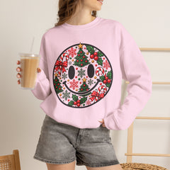 Christmas Smiley Crewneck Sweatshirt — Festive Holiday Smile Graphic