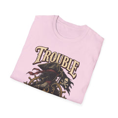 Trouble Has a New Captain T-Shirt — Pirate Skull Graphic Tee