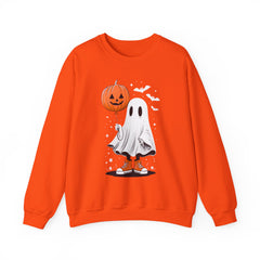 Orange Balloon Halloween Ghost Sweater | Unisex Crewneck Sweatshirt for Cozy Autumn Nights, Halloween Party, Spooky